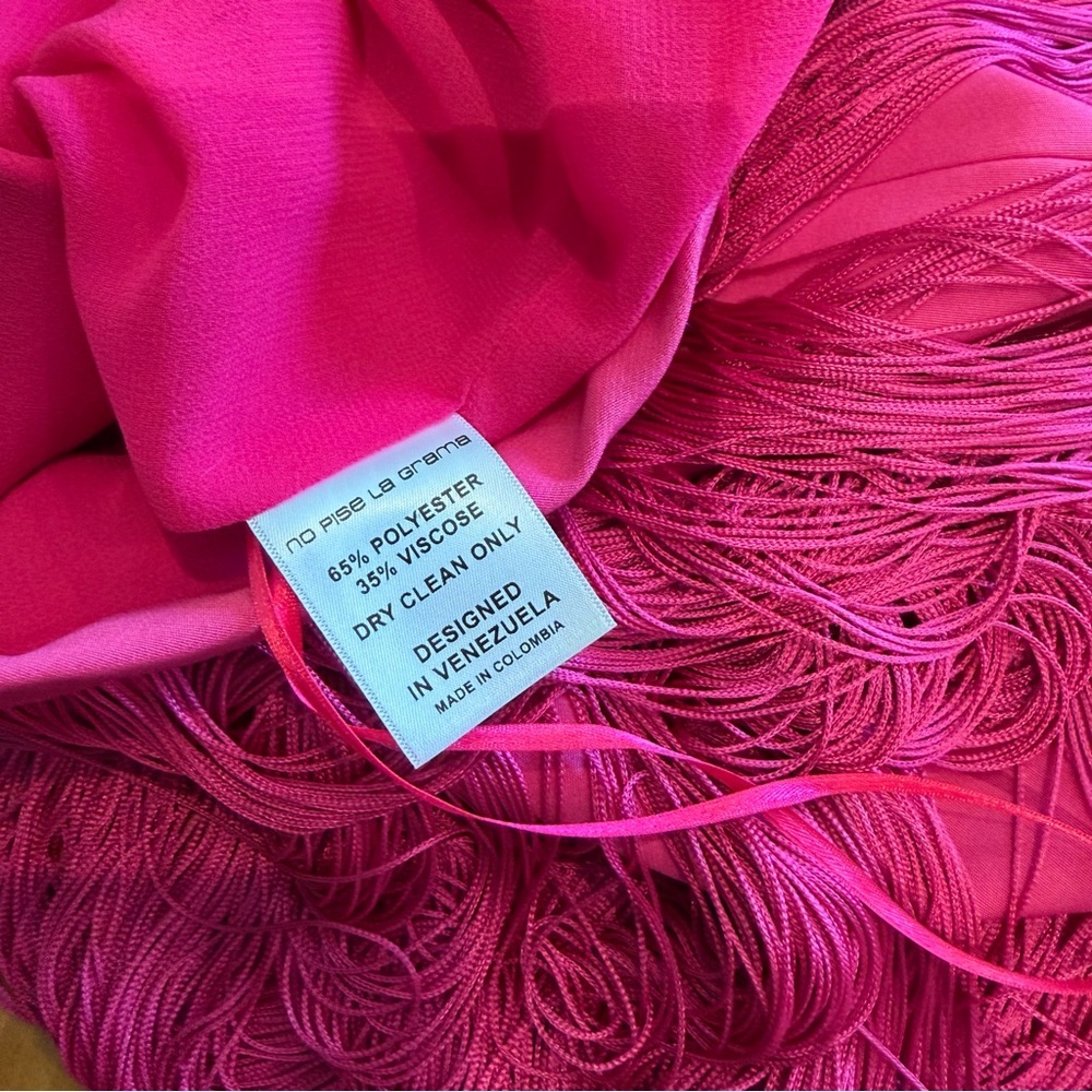 No Pise Le Grama Pink Fringed Maxi Sol Skirt - Size 6 - New with Tags NWT fringe - Picture 9 of 15